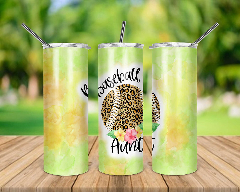 Baseball Aunt Green Tie-Dye 20 oz Skinny Tumbler