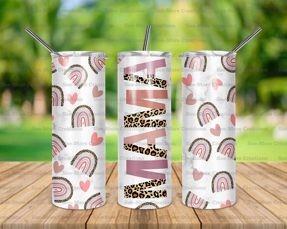 Mama #103 Rainbows Leopard Print Skinny Tumbler