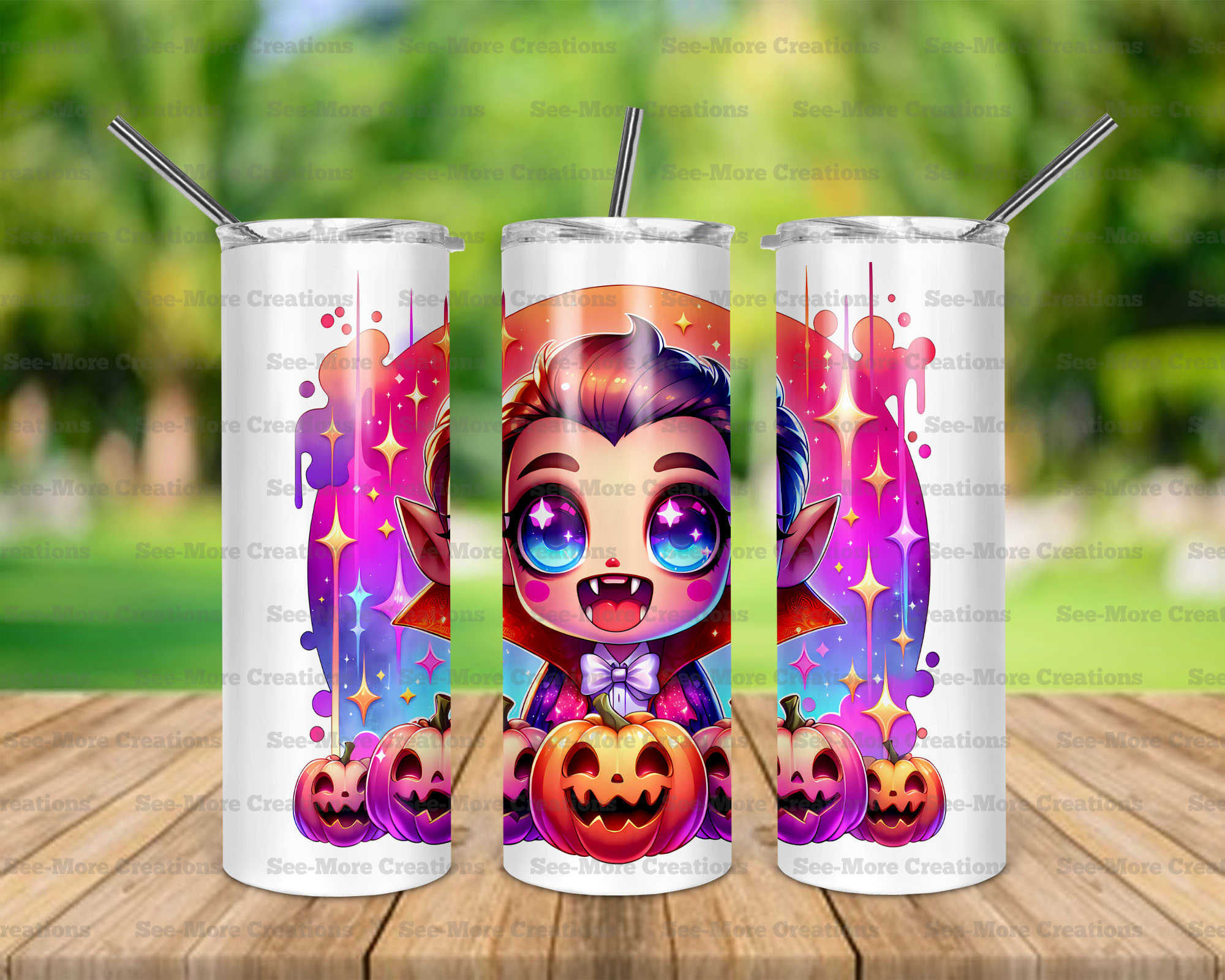 Cute Vampire #4 Pumpkins Skinny, Sippy & Kids Tumblers