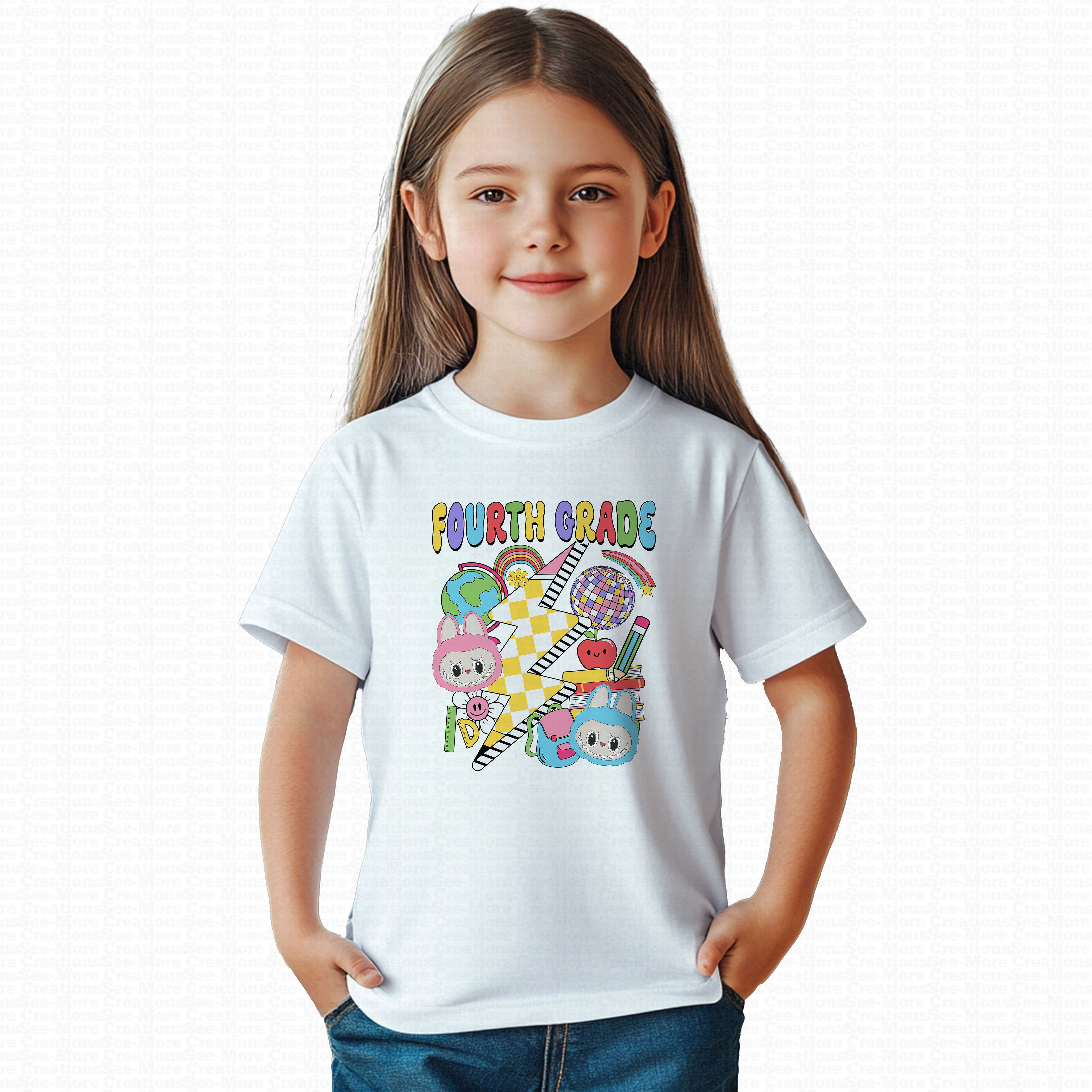 Fourth Grade #199 Girls Labubu School Shirt