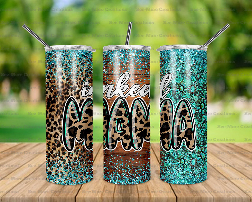Inked Mama #1 Glitter Print Skinny Tumbler