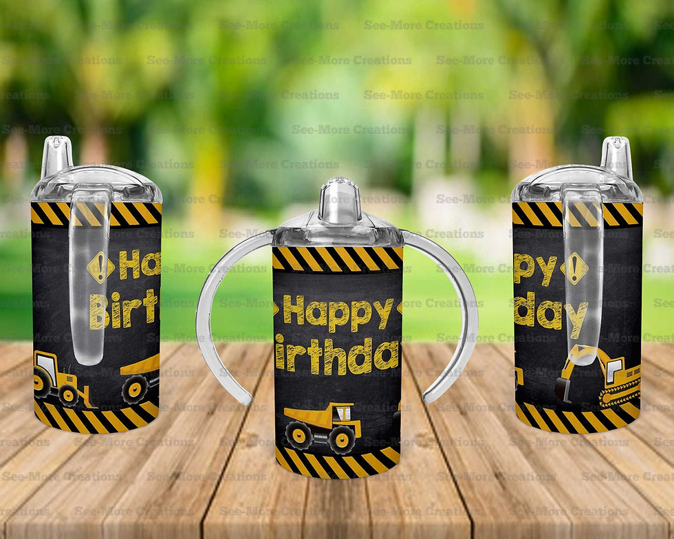 Thumbnail: Constuction Happy Birthday #3 Skinny, Sippy & Kids Tumblers