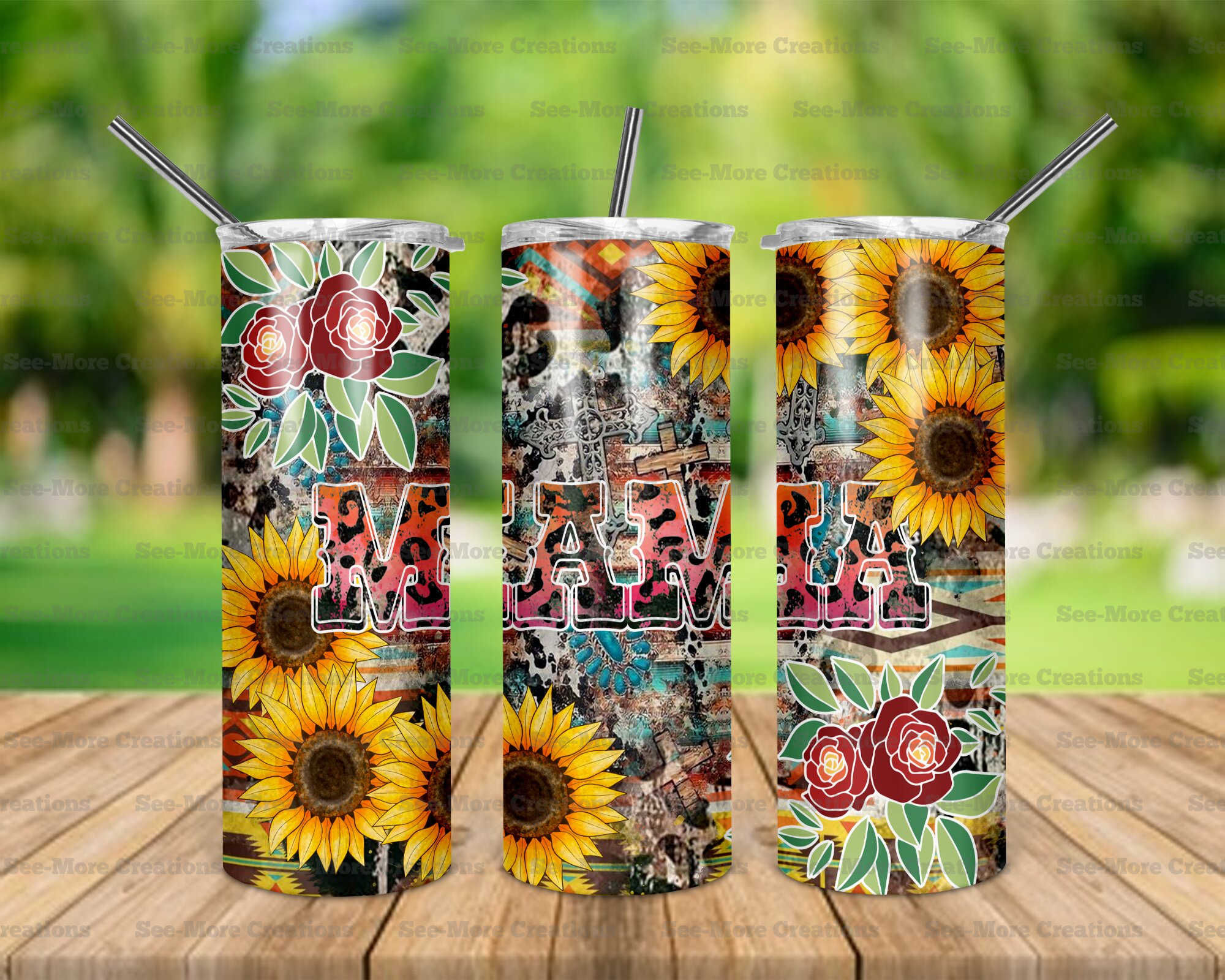 Mama #59 Sunflowers Western Skinny Tumbler