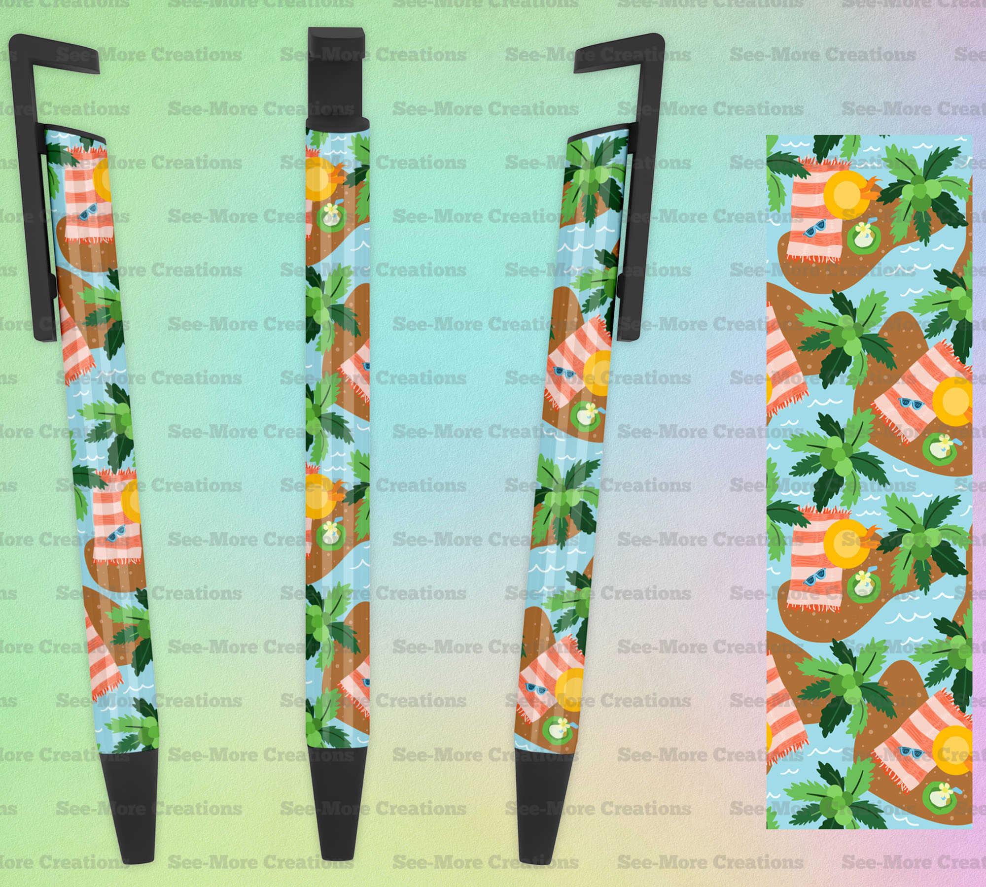 Towel, Palm Tree, & Hat #8 Summer Pen