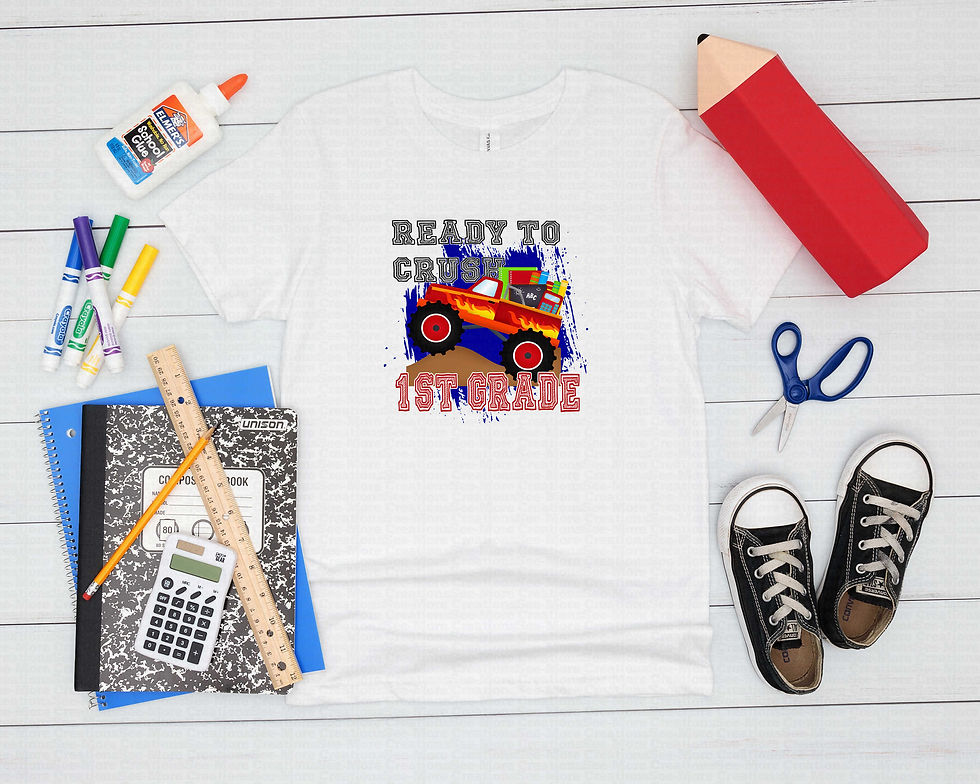 Thumbnail: Ready To Crush First Grade #1 Boys Or Girls Monster Truck School Shirt