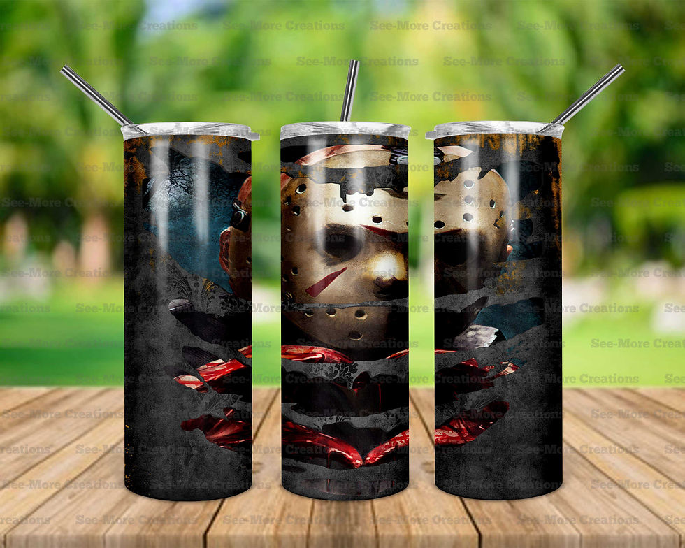 Jason #44 Friday 13th Heart Hands Skinny Tumbler