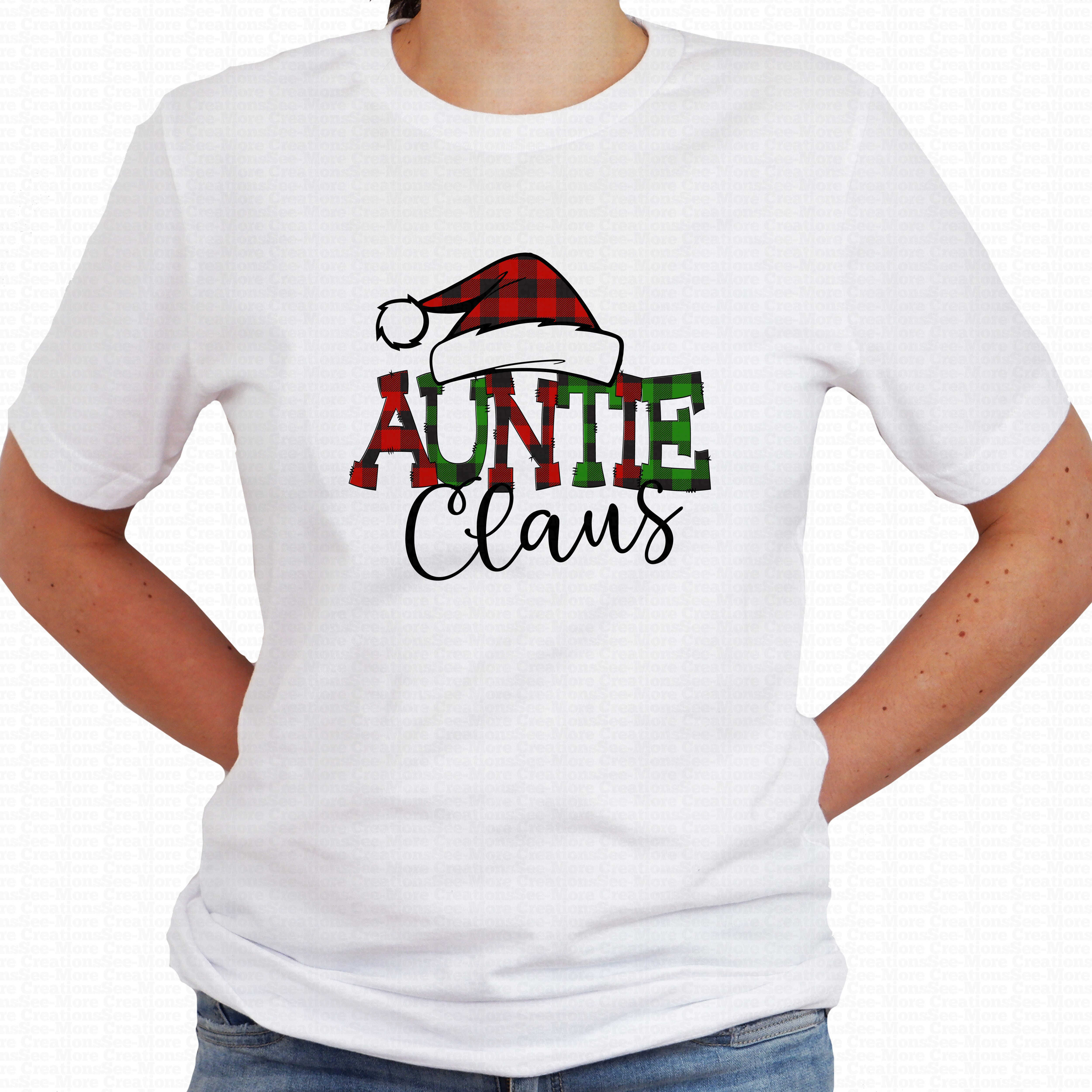 Auntie Claus #1 Red & Green Buffalo Plaid Women's Christmas Shirt