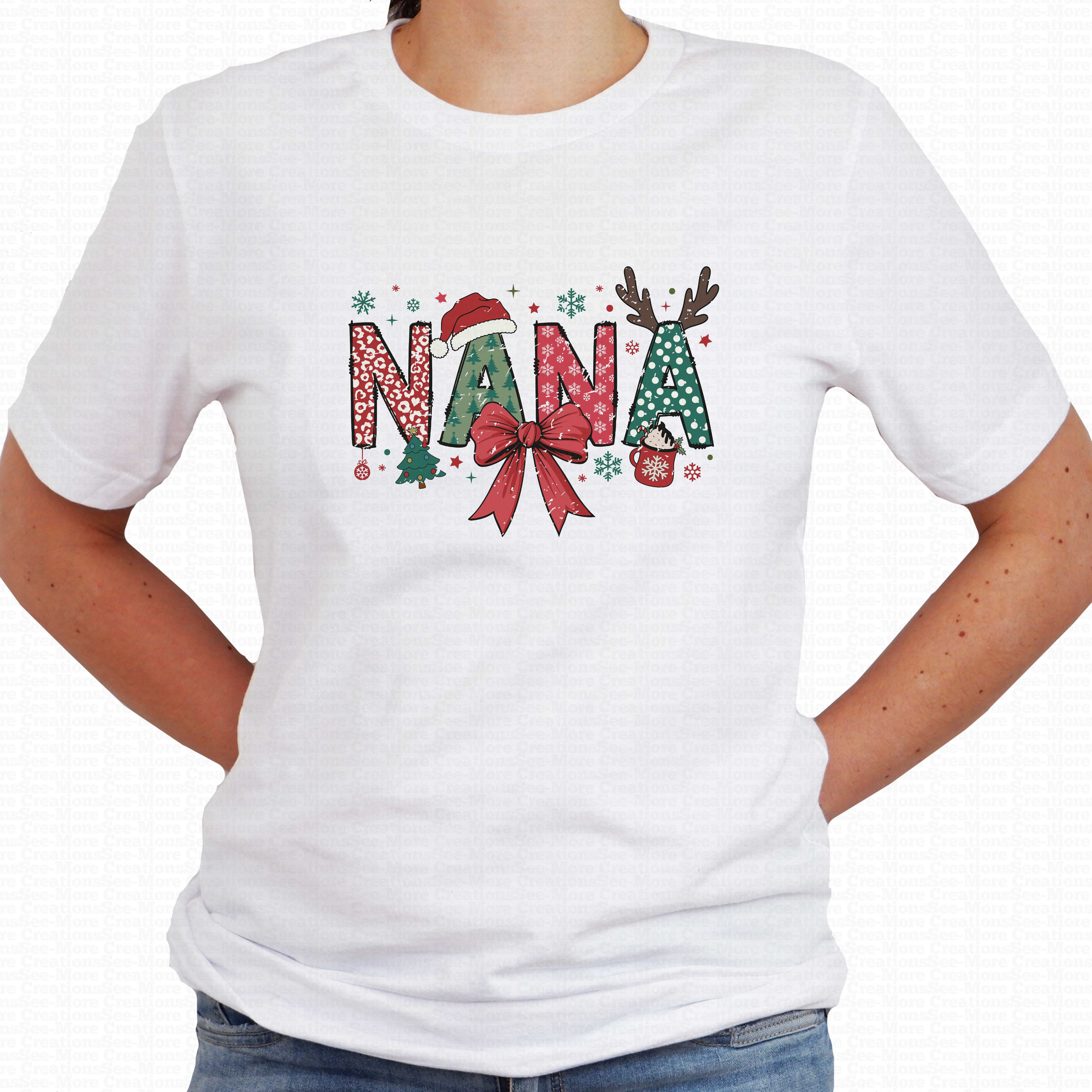 Nana #3 Red & Green Distressed Design Women's Christmas Shirt