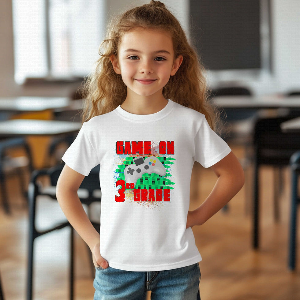 縮圖：Game On Third Grade #1 Boys Or Girls School Shirt