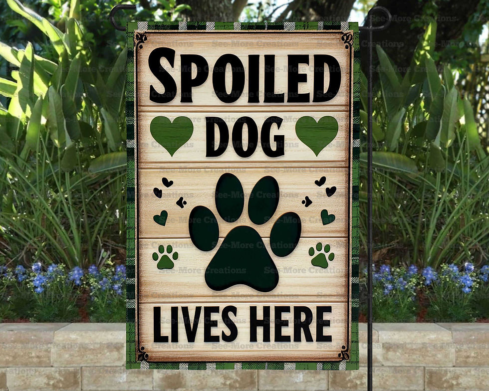 Spoiled Dog Lives Here #1 Paw Prints & Hearts Garden Flag