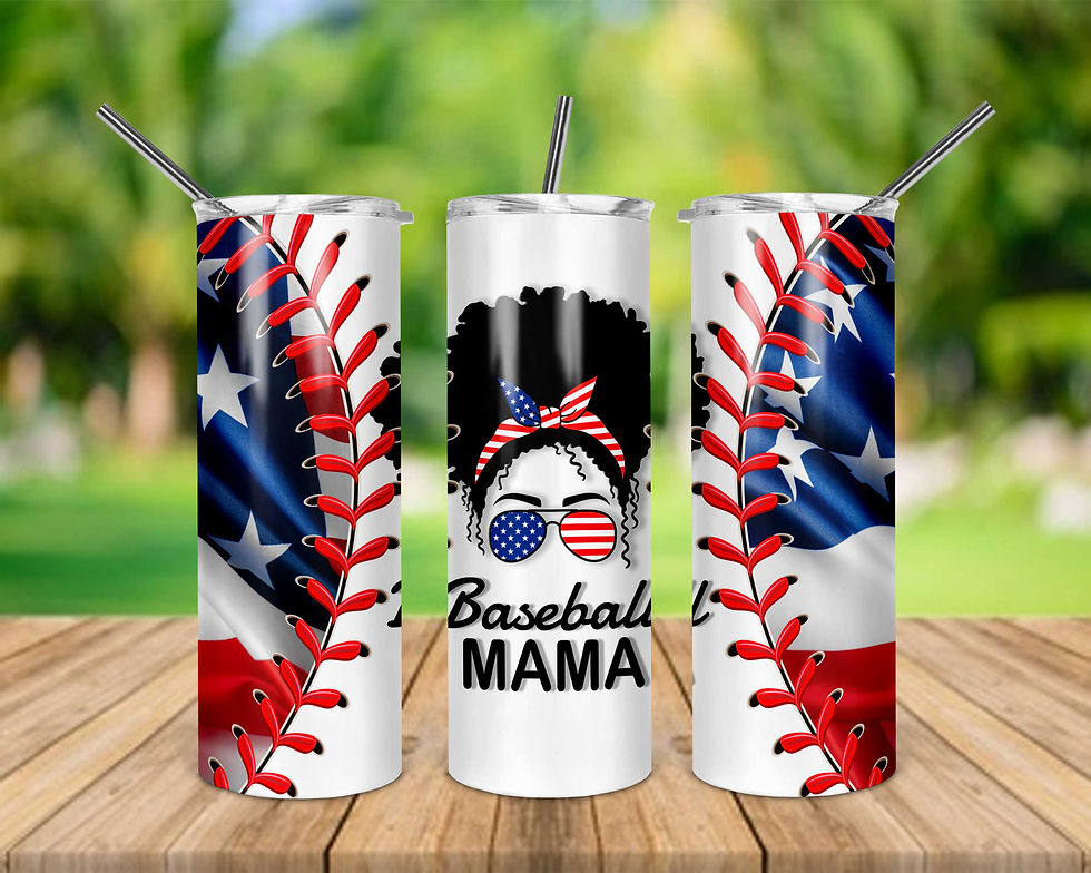 Baseball Mama Afro Messy Bun 20 oz Skinny Tumbler