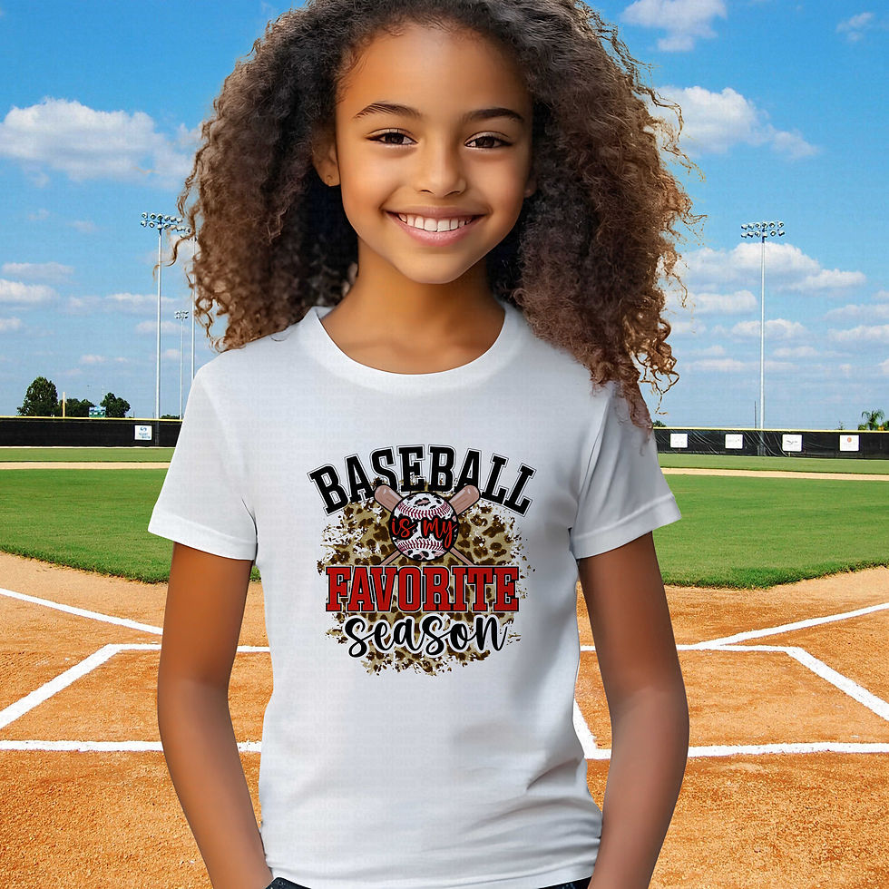 Thumbnail: Baseball Is My Favorite Season #1 Girls Leopard Print Baseball Shirt