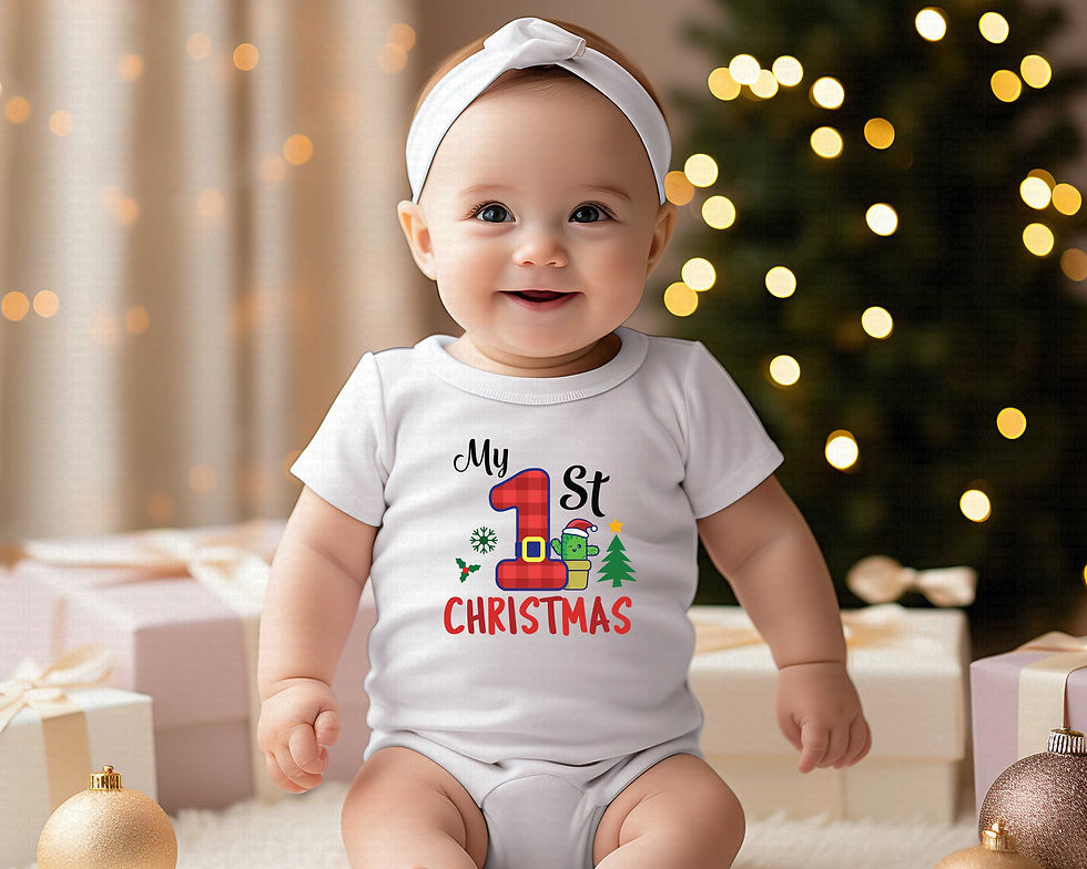 Thumbnail: My First Christmas #4 Boys Or Girls Cactus In Santa Hat Bodysuit