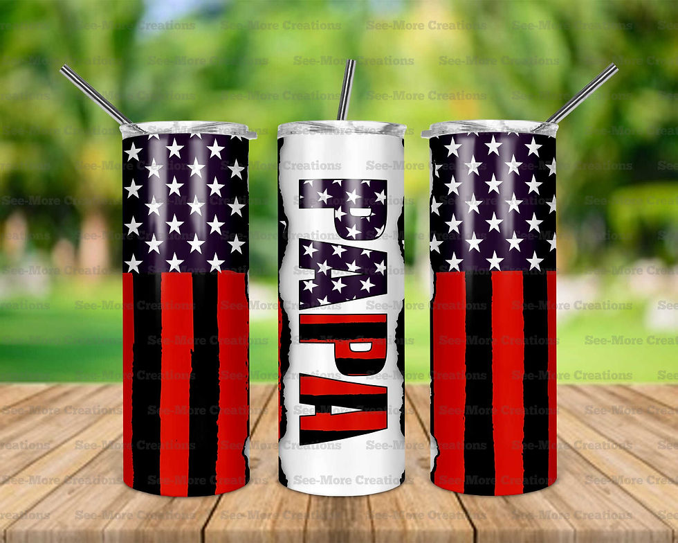 Papa #8 American Flag With Red And Black Stripes Skinny Tumbler