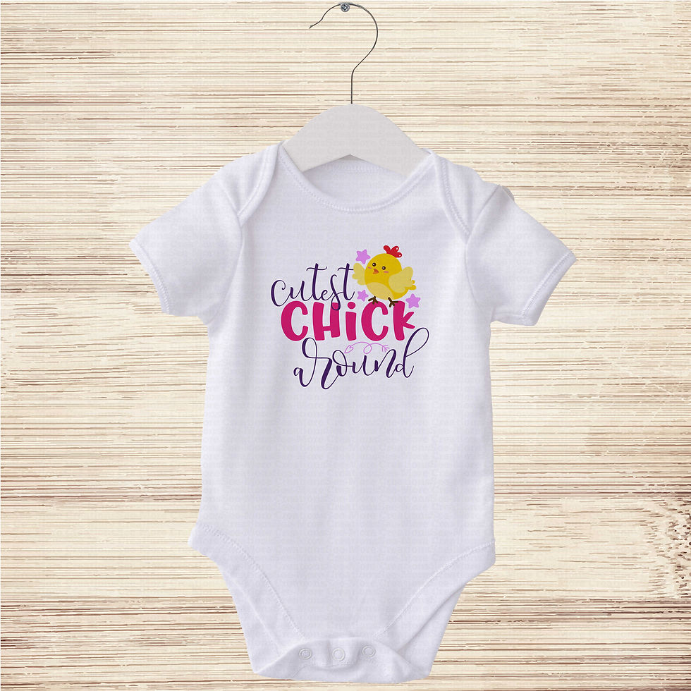 Miniatura: Cutest Chick Around #1 Girls Easter Bodysuit