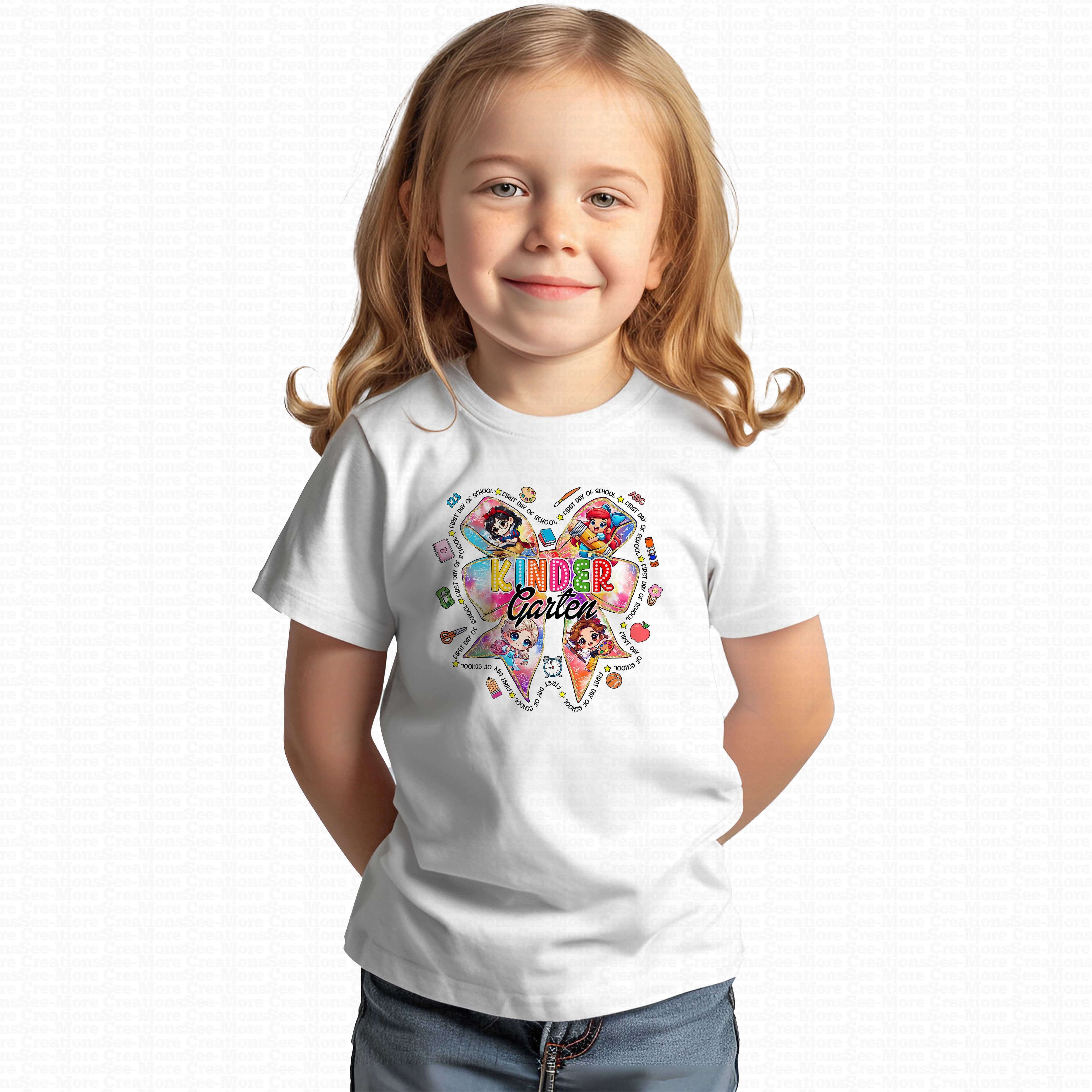 First Day Of Kindergarten #3 Girls Princesses School Shirt