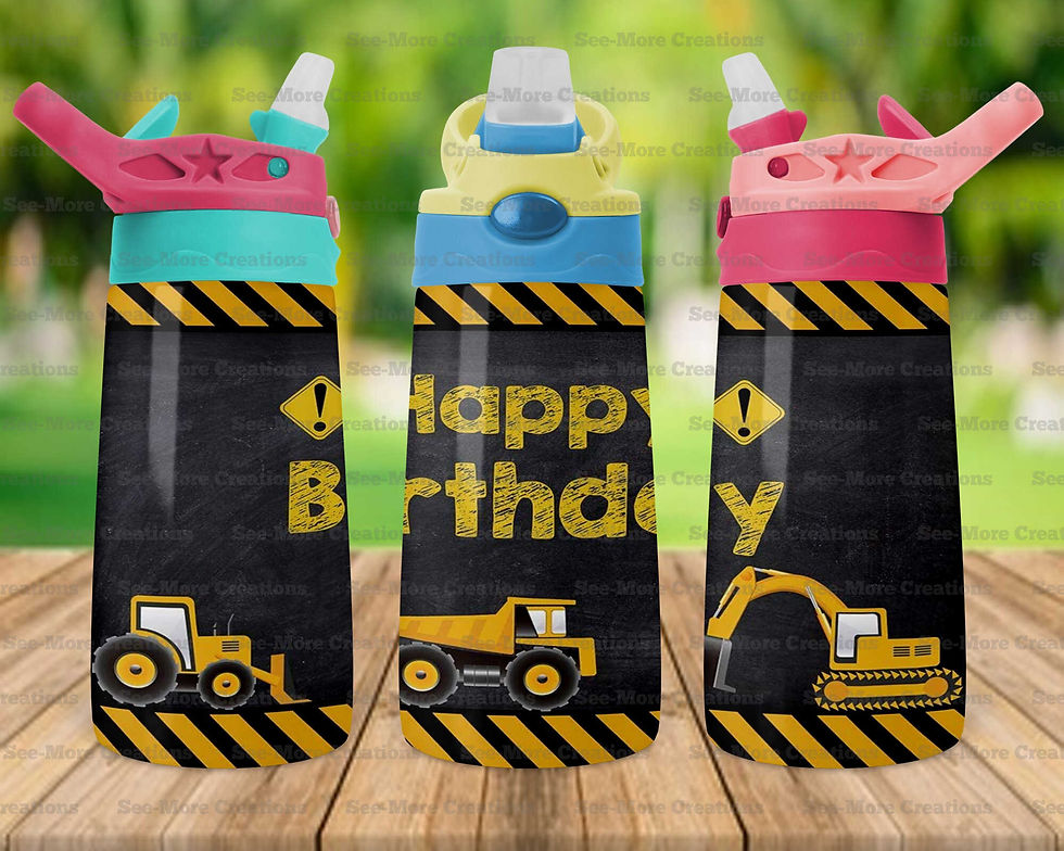 Thumbnail: Constuction Happy Birthday #3 Skinny, Sippy & Kids Tumblers