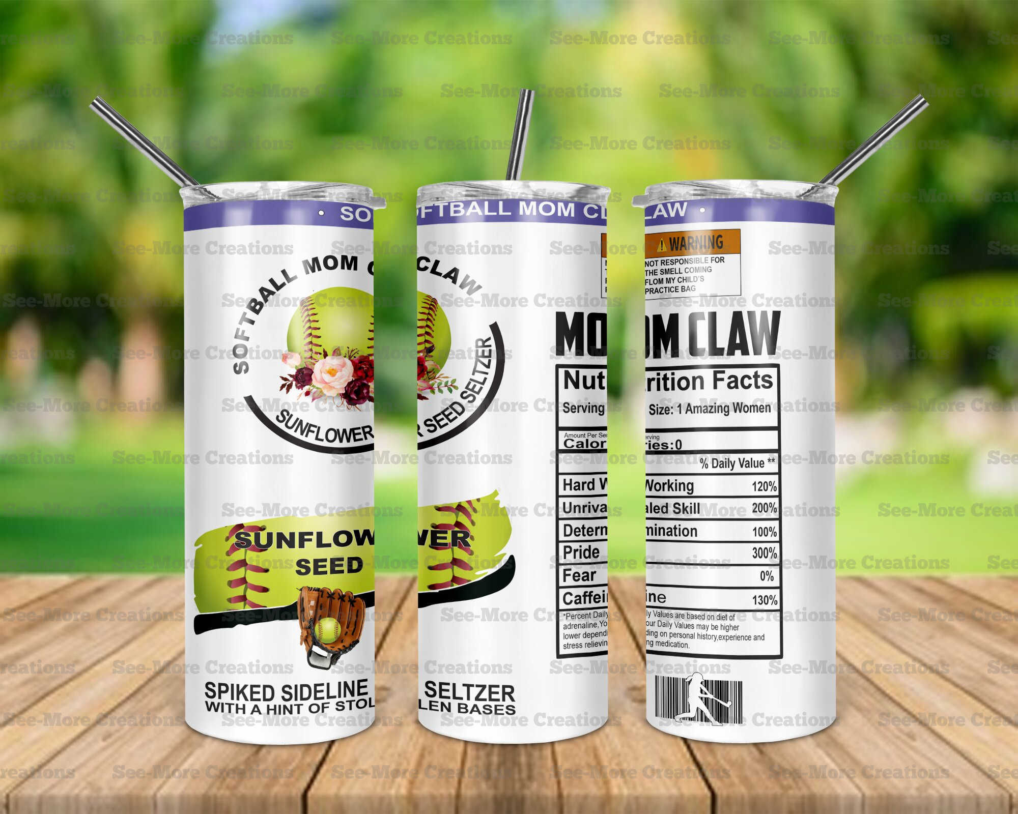 Softball Mom Claw #3 Purple Skinny Tumbler