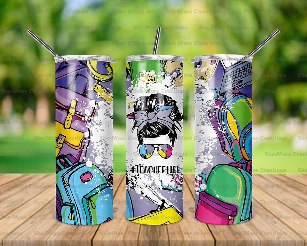 Teacher Life #41 Messy Bun Backpacks Skinny Tumbler