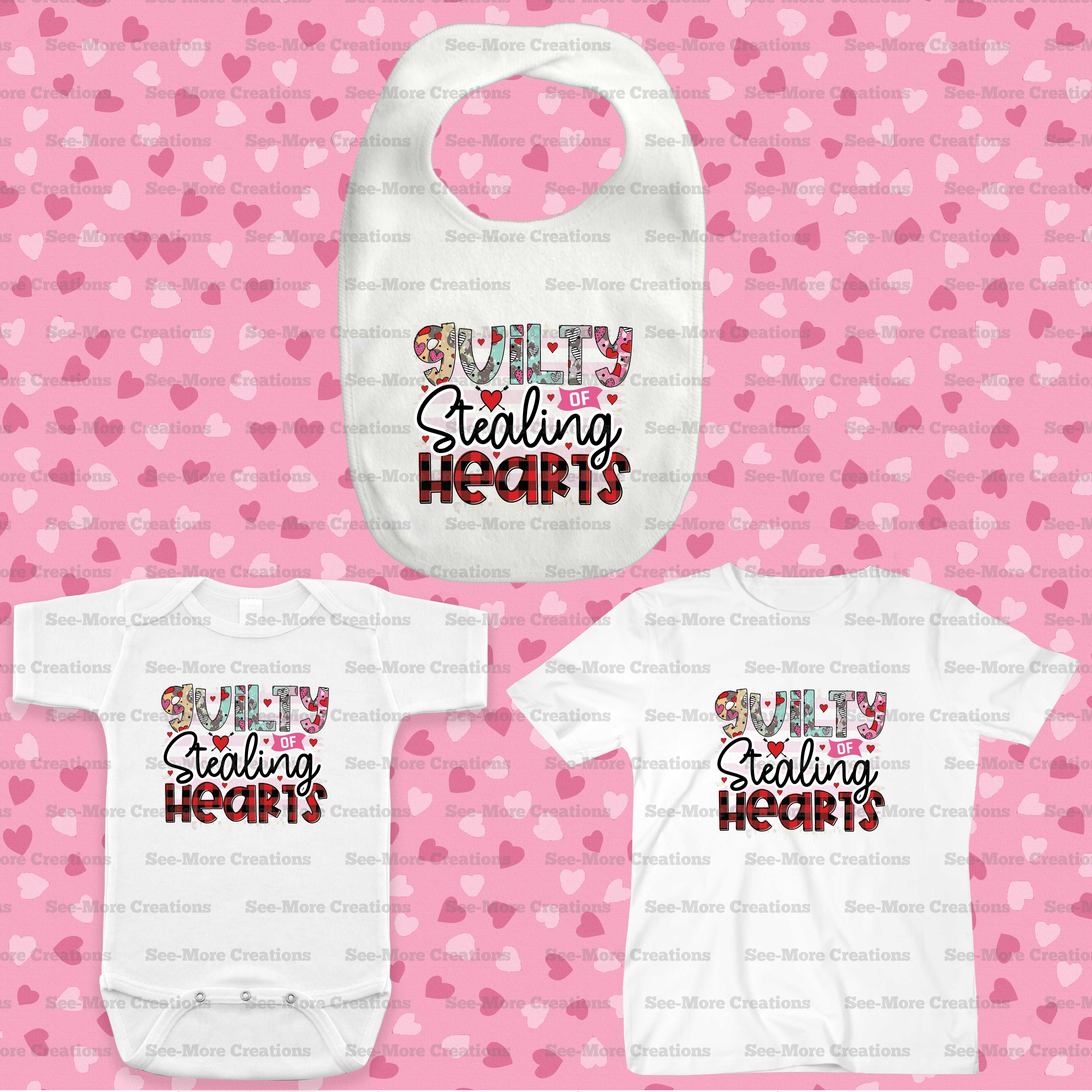 Guilty Of Stealing Hearts Valentine's Day Bib, Jumper & Shirt