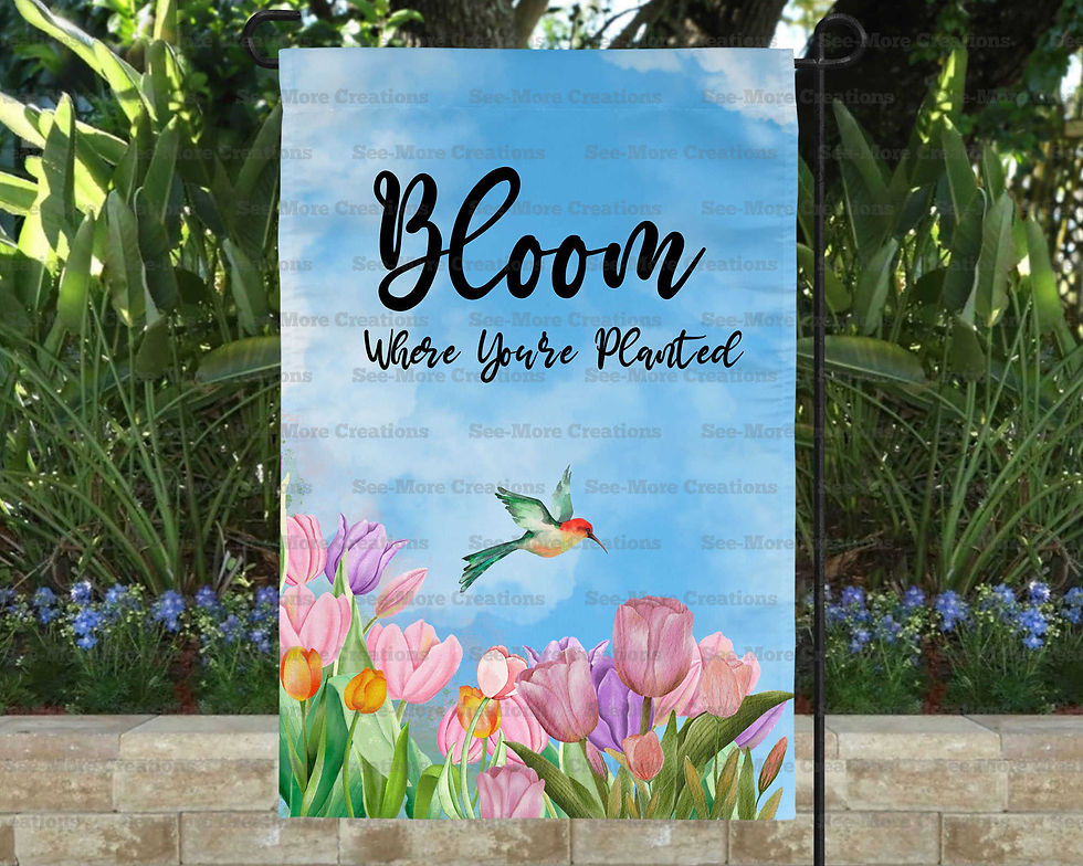 Bloom Where You're Planted #2 Hummingbird & Flowers Garden Flag
