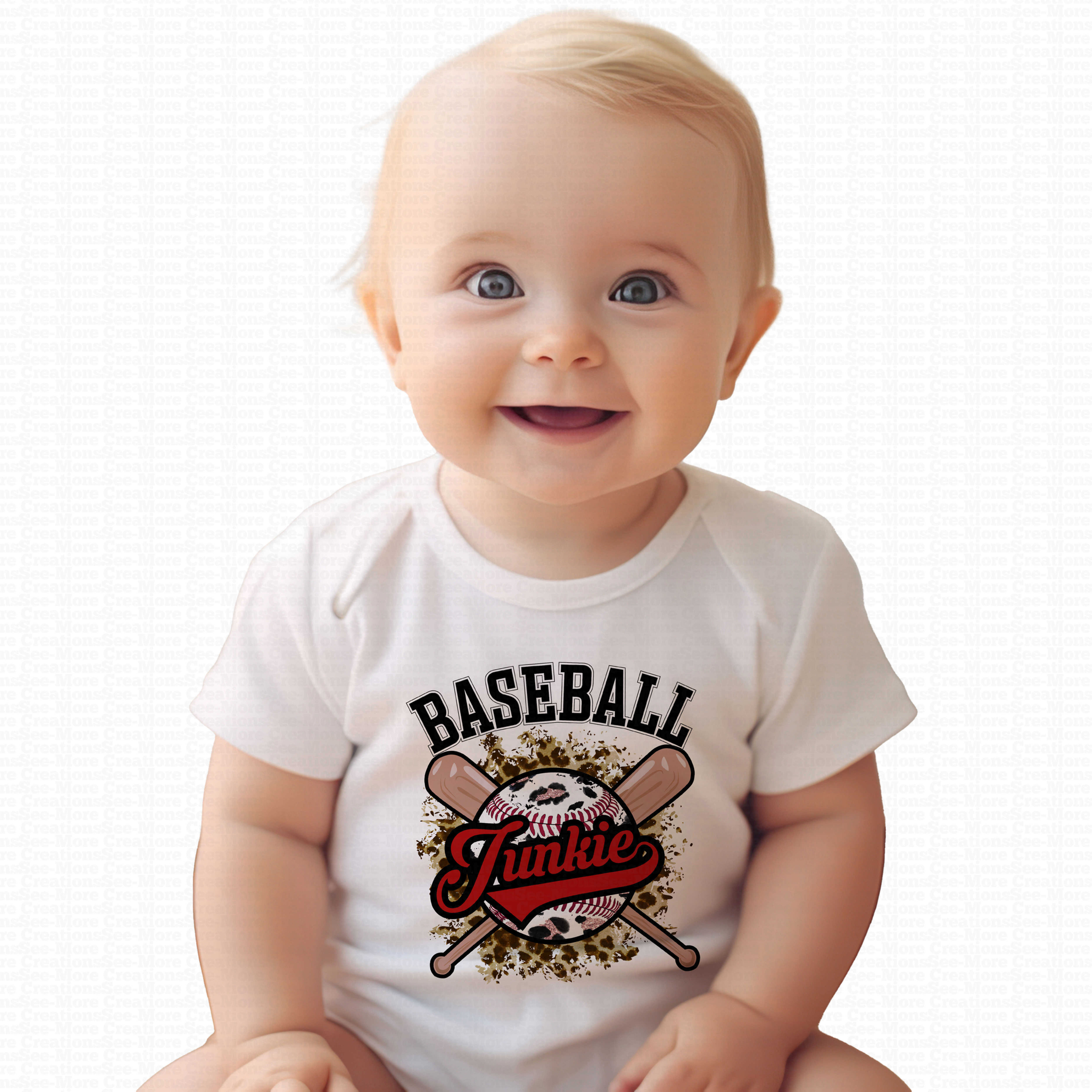Baseball Junkie #1 Girls Leopard Print Baseball Bodysuit