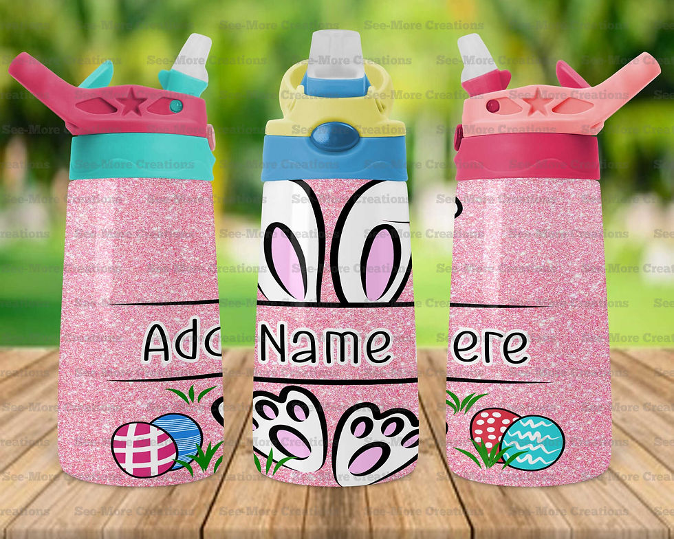 Thumbnail: Easter Bunny #1 Personalize With Name Glitter Print Skinny, Sippy & Kids Tumbler