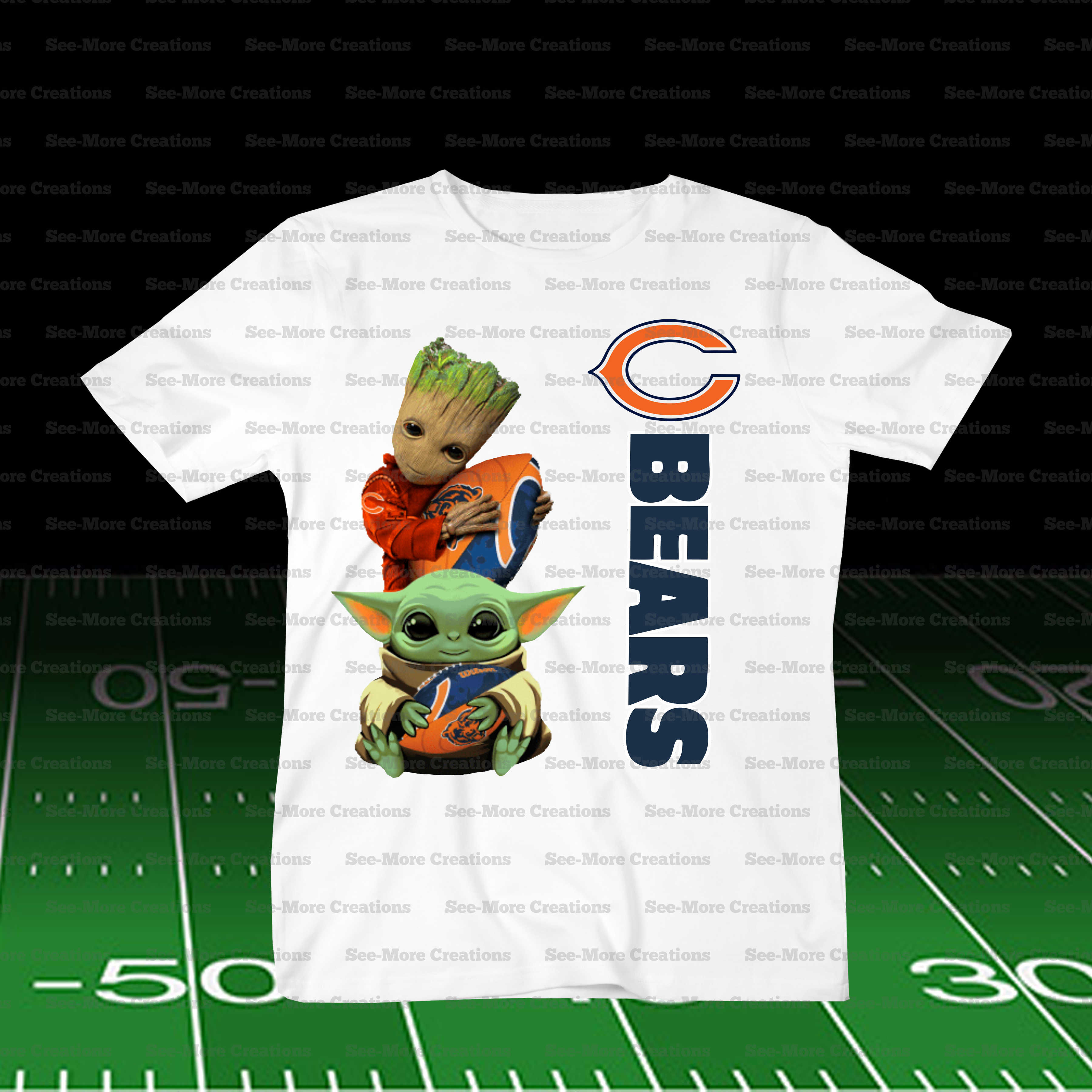 Chicago Bears Groot & Yoda Football Shirt