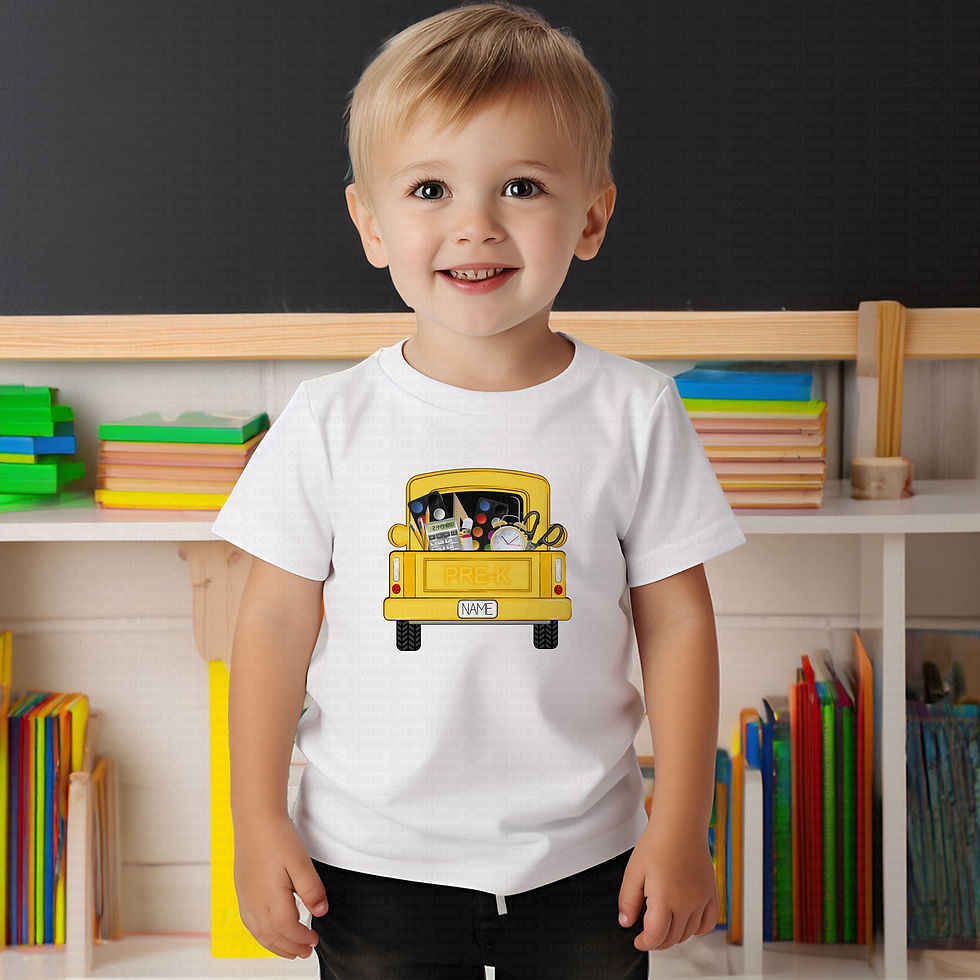 Thumbnail: Pre-K Truck #2 Boys Or Girls Personalize Add Name To License Plate School Shirt