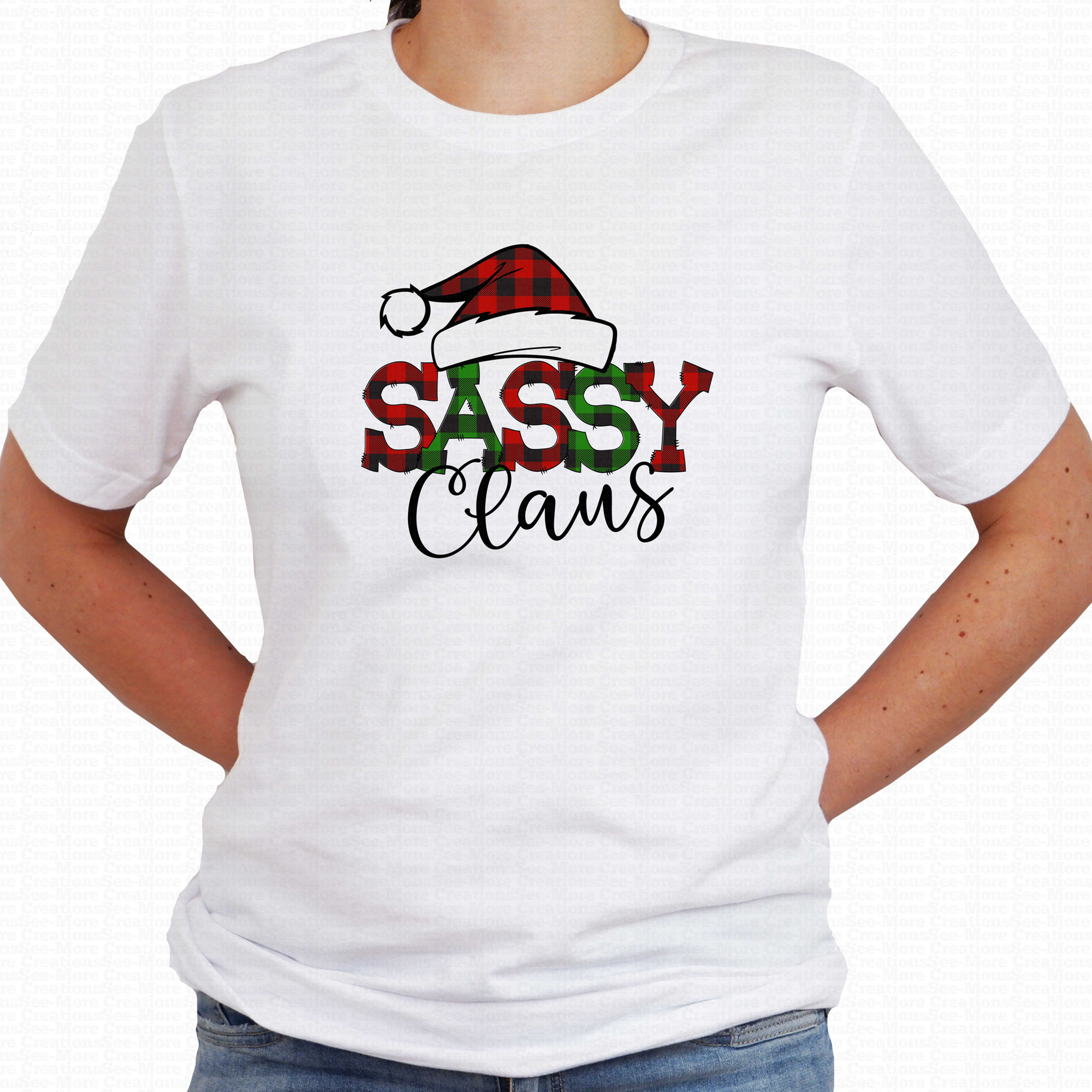 Sassy Claus #2 Red & Green Buffalo Plaid Women's Christmas Shirt