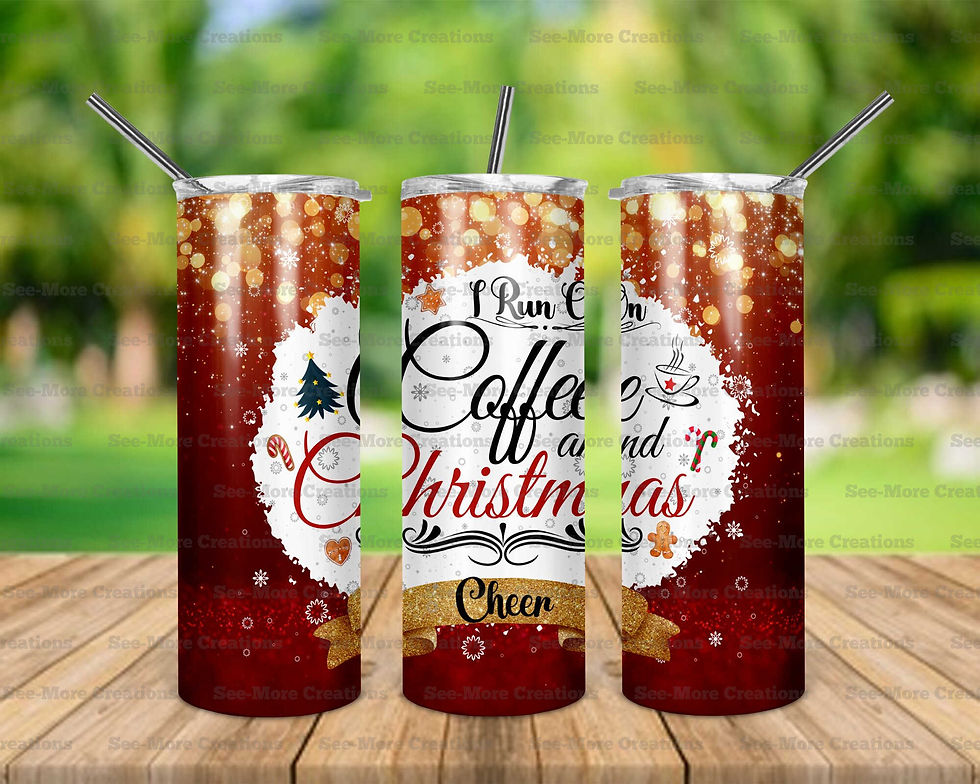 I Run On Coffee And Christmas Cheer #17 Glitter Print Skinny Tumbler
