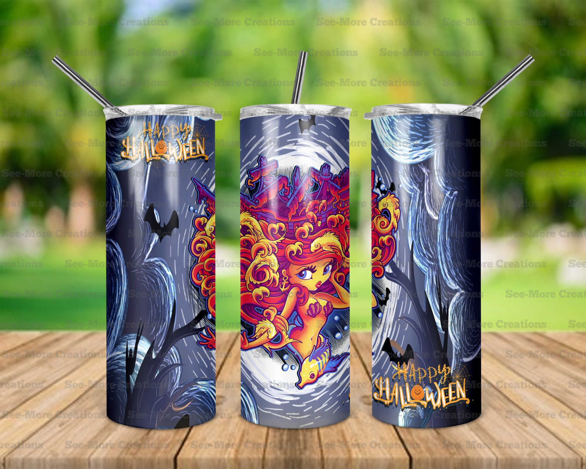 Halloween Adult Princess #6 Ariel From Little Mermaid Skinny Tumbler