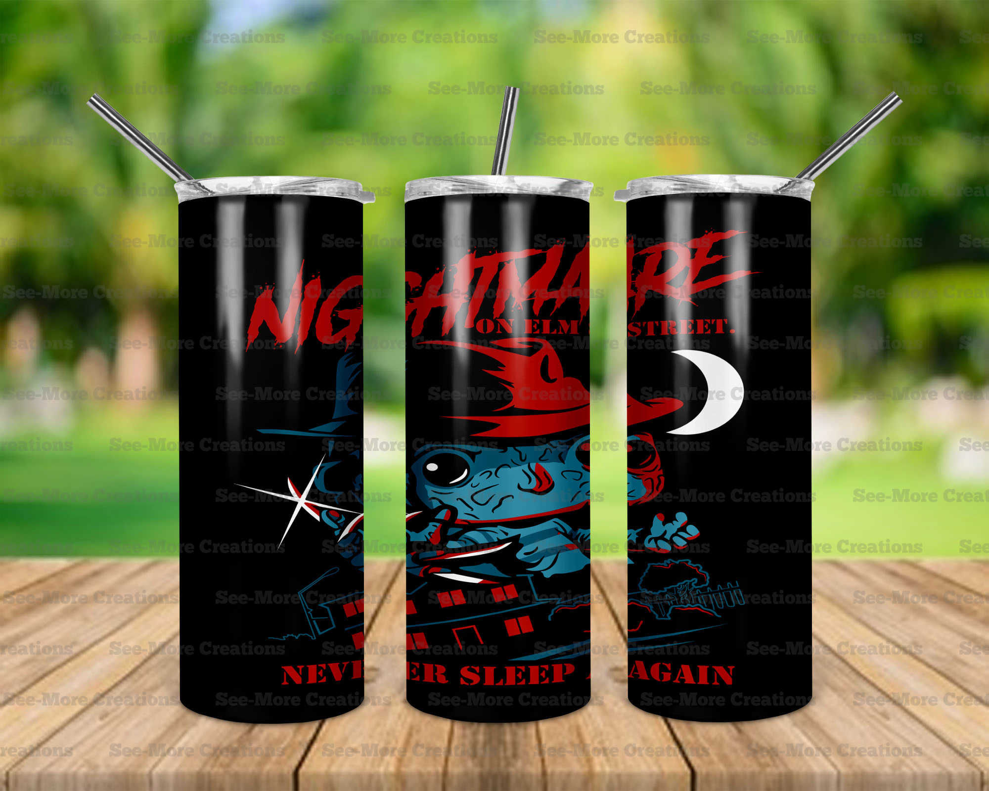 Freddy Krugger #42 Never Sleep Again Horror Movie Skinny & Kids Tumblers