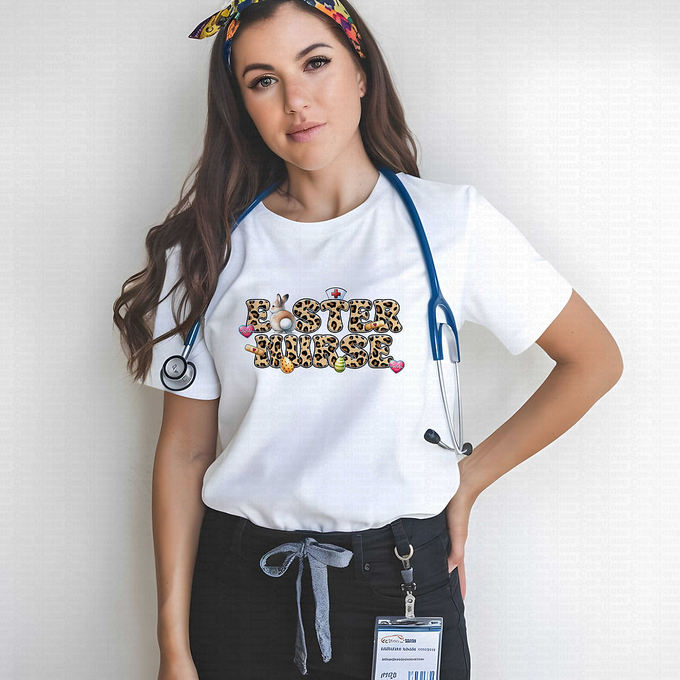 Miniatura: Easter Nurse #4 Leopard Print Women's Easter Shirt