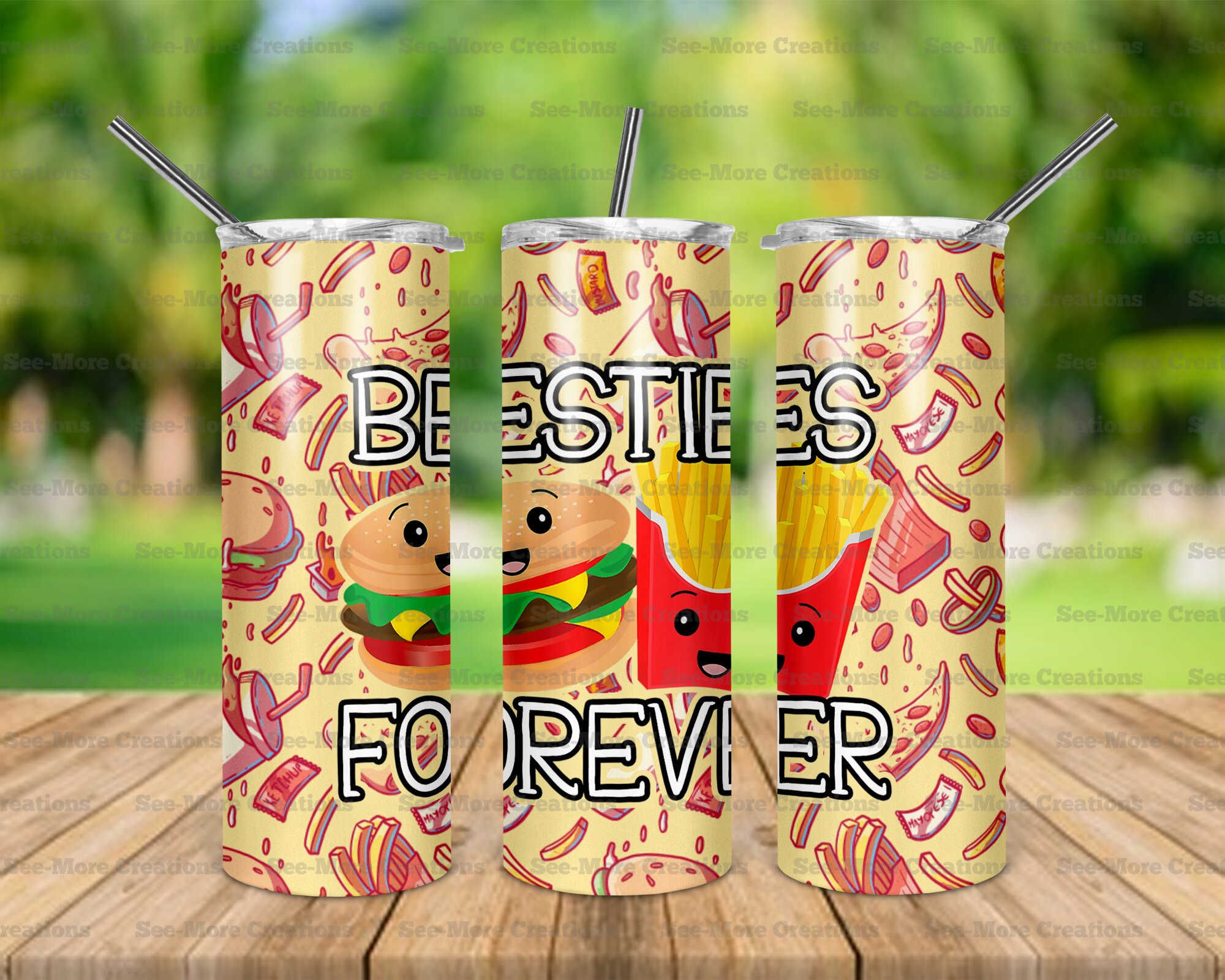 Besties #4 Forever Burger and Fries Skinny & Kids Tumbler
