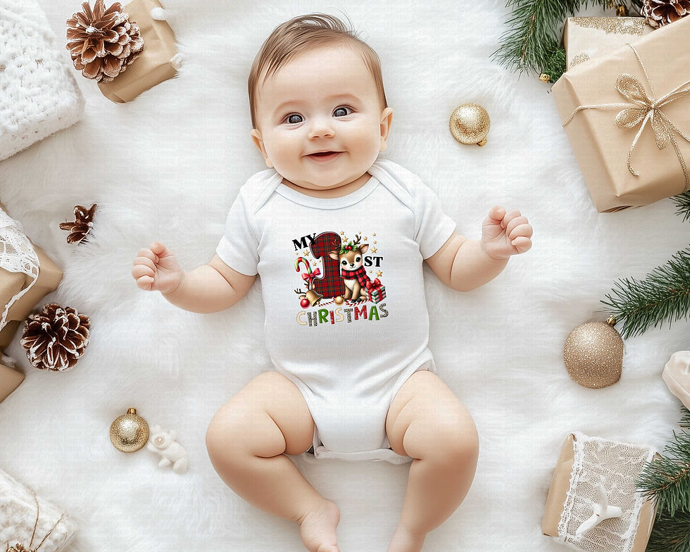 Thumbnail: My First Christmas #39 Girls Reindeer Christmas Bodysuit