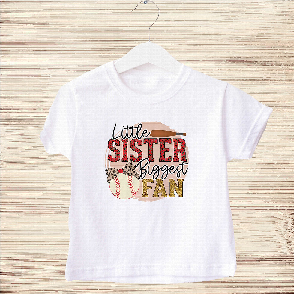 Thumbnail: Little Sister Biggest Fan #1 Girls Glitter Print Baseball Shirt