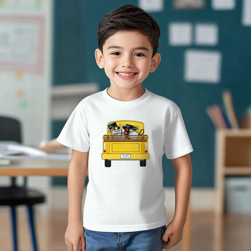 섬네일: Second Grade Truck #3 Personalize Add Year To License Plate School Shirt