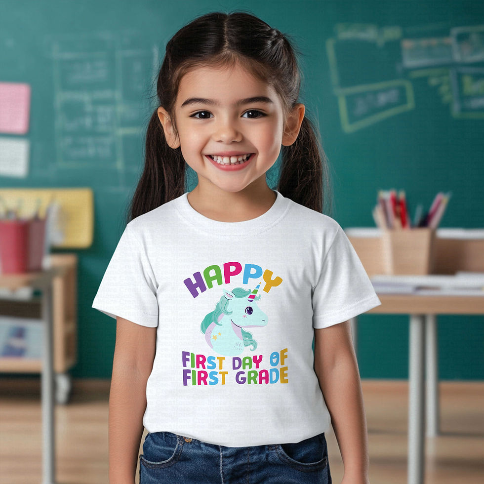 Thumbnail: Happy First Day Of School First Grade #2 Girls Unicorn School Shirt