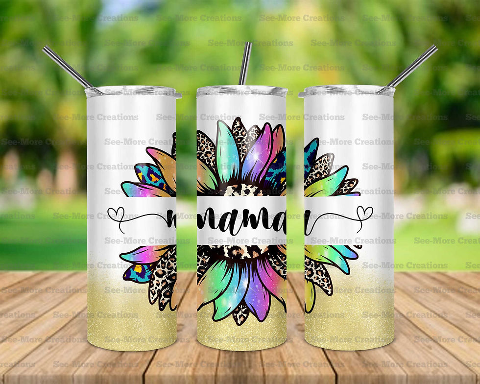 Mama #74 Colorful Sunflower Leopard Print Skinny Tumbler