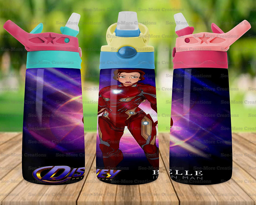 Thumbnail: Belle/Iron Man #3 Princess Superheroes #3 Skinny, Sippy & Kids Tumblers