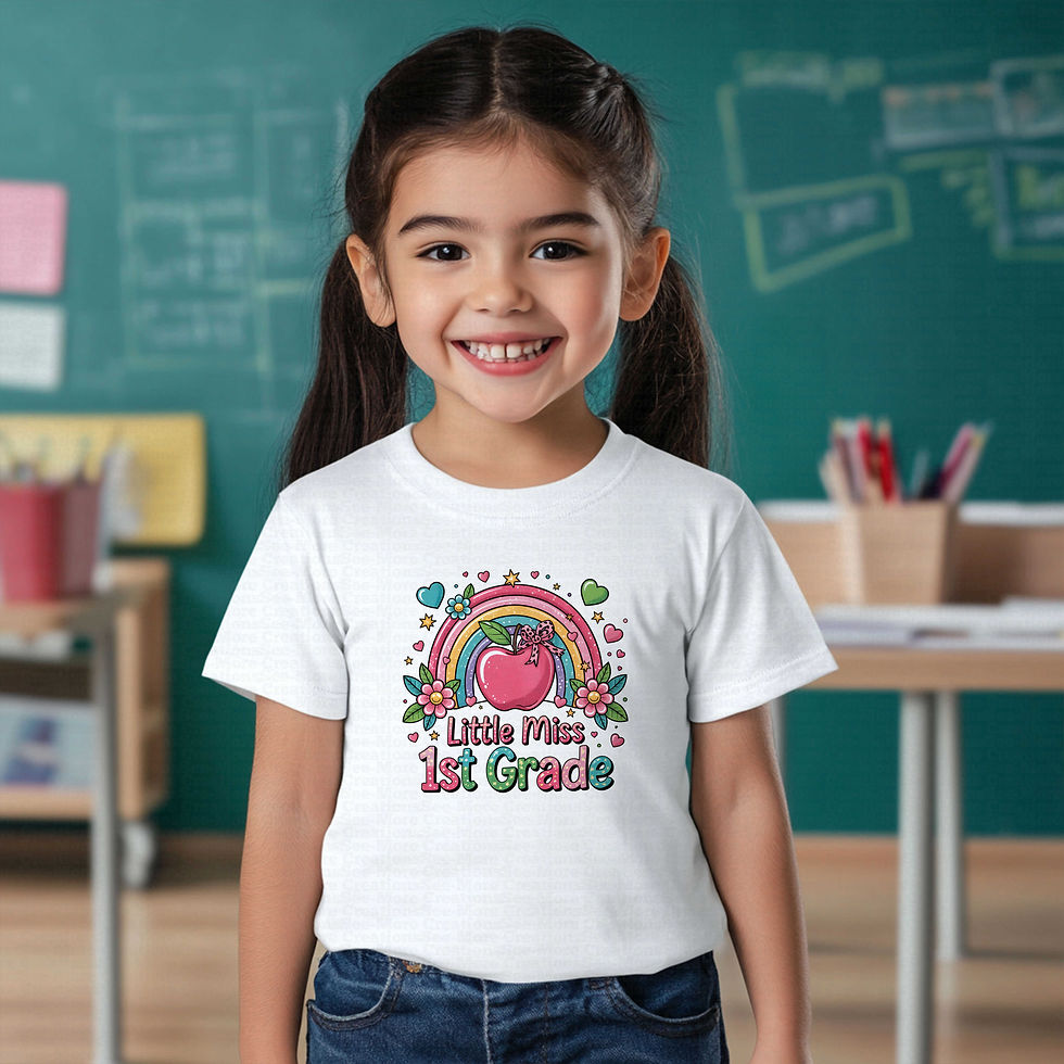 Thumbnail: Little Miss First Grade #5 Girls Rainbow School Shirt