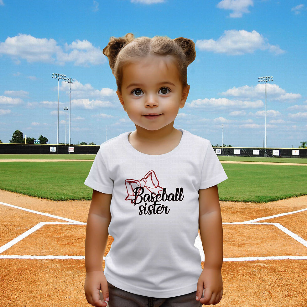 Miniatyrbild: Baseball Sister #3 Girls Glitter Print Baseball Shirt