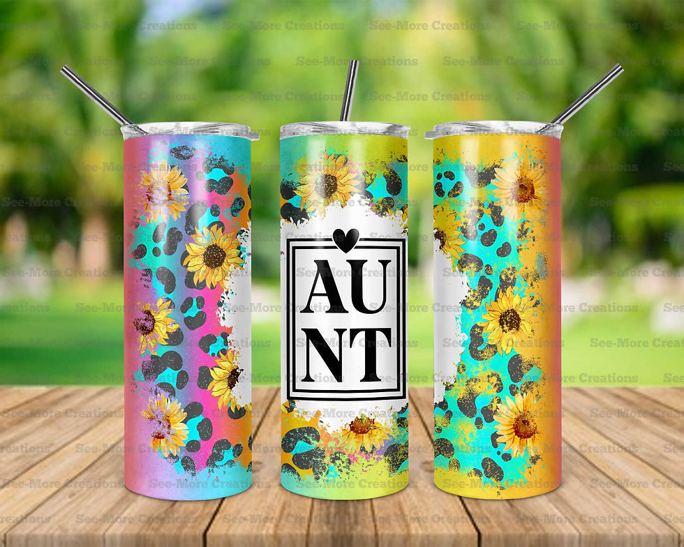 Aunt #6 Colorful Leopard Print & Sunflowers Skinny Tumbler