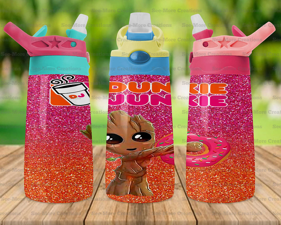 Thumbnail: Dunkie Junkie #2 Groot Glitter Print Kids & Skinny Tumbler