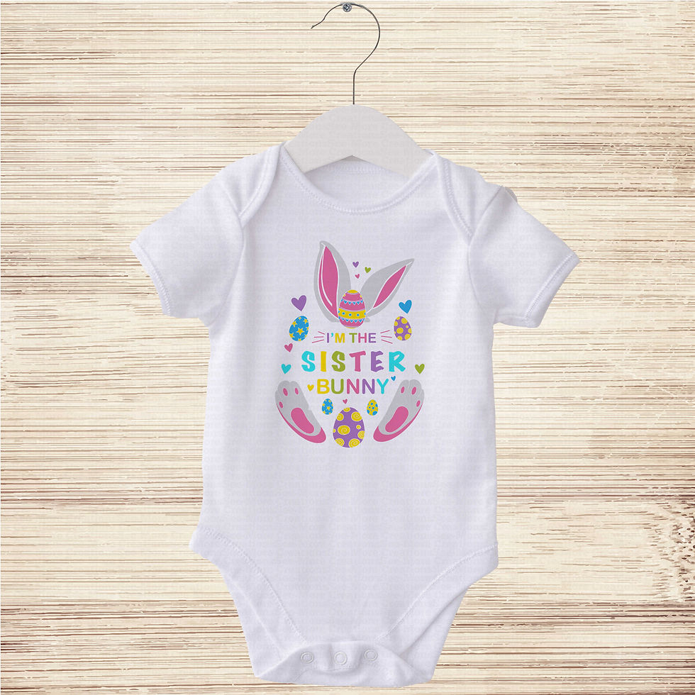 Thumbnail: I'm The Sister Bunny #3 Girls Colorful Easter Bodysuit