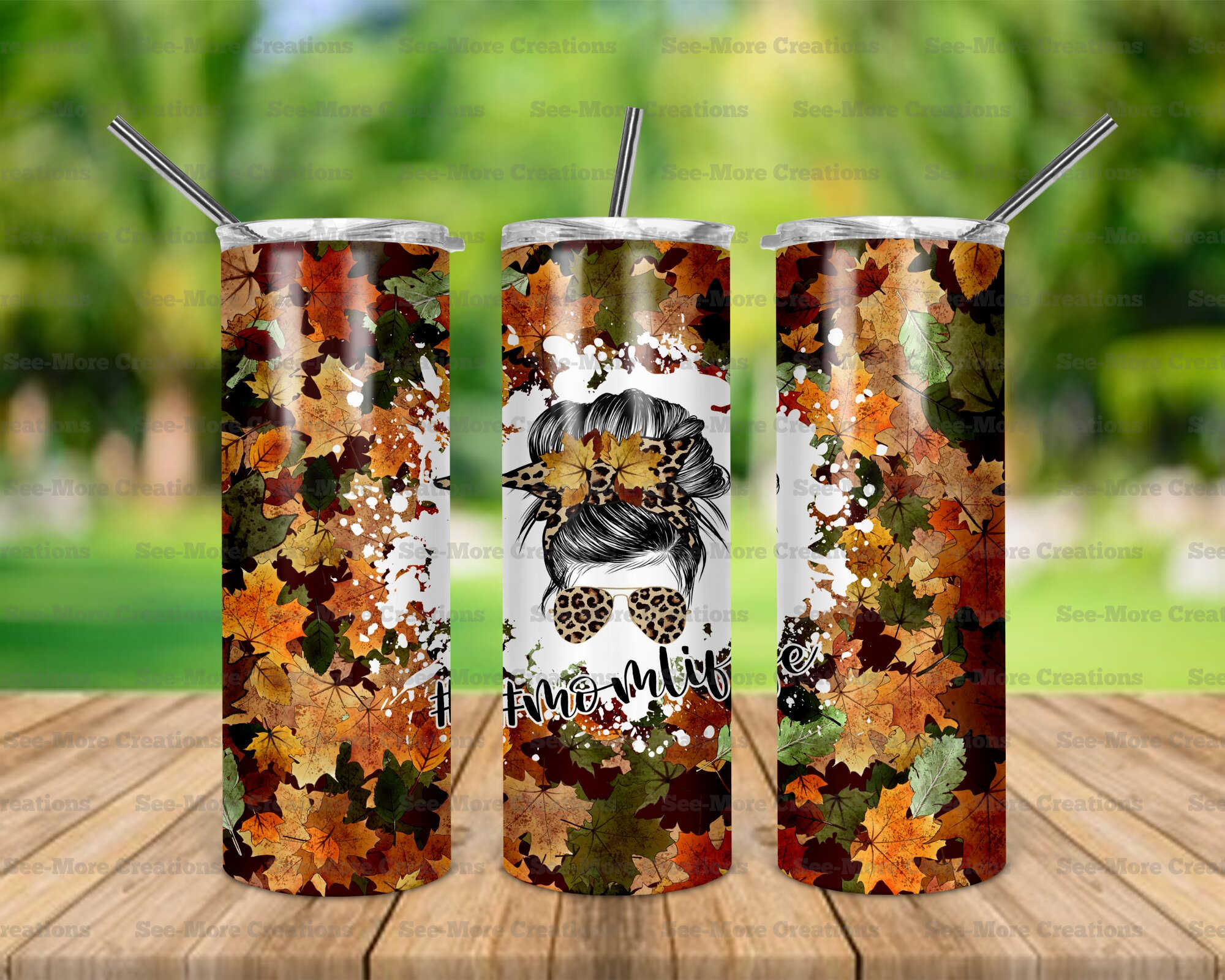 Fall Mom Life #1 Messy Bun Skinny Tumbler