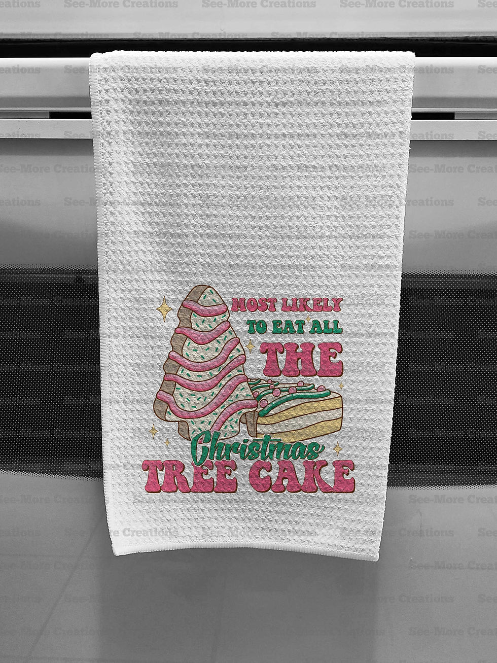 Thumbnail: Most Likely To Eat All The Christmas Tree Cake #1 Kitchen Towel