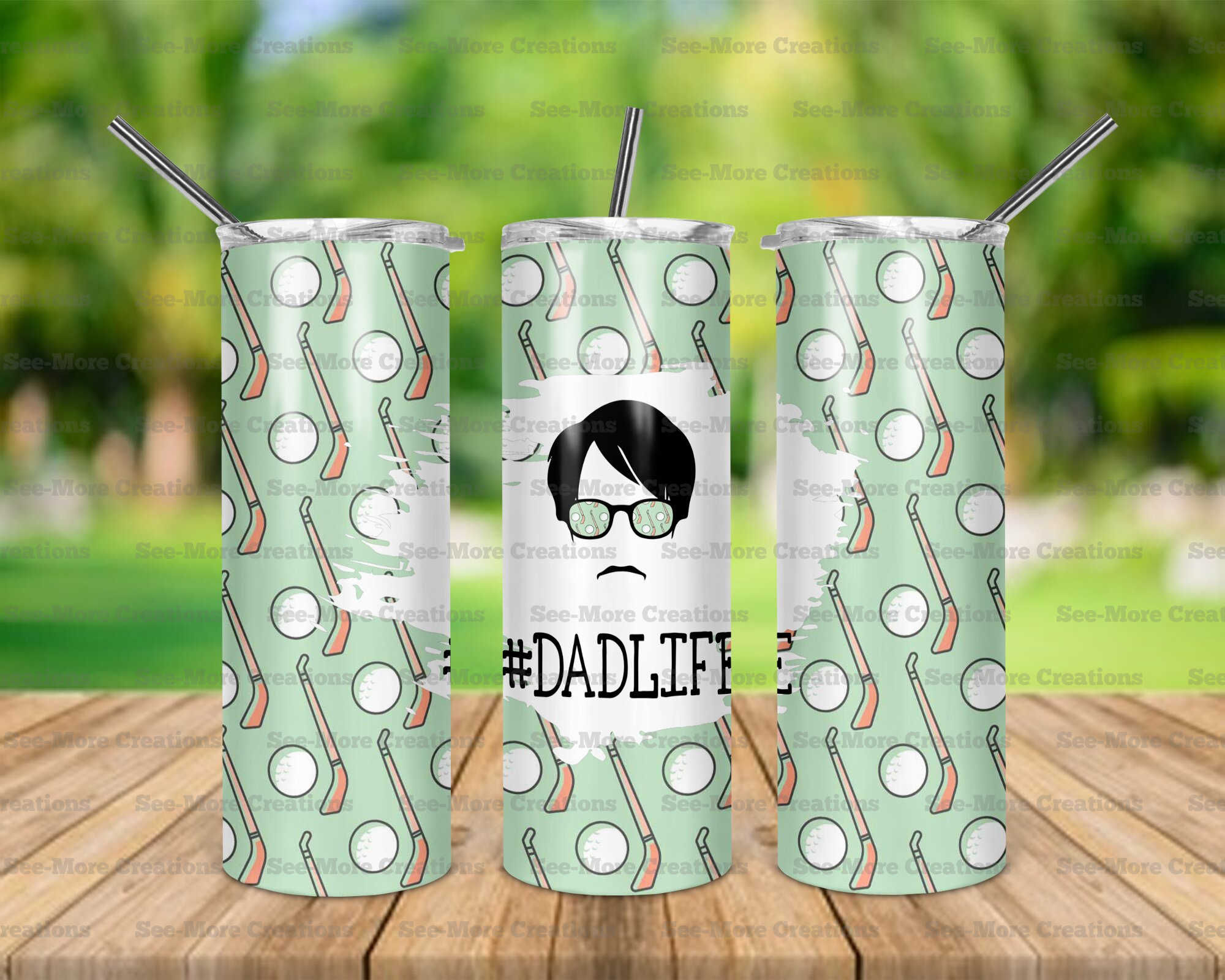 Dad Life #9 Golf Clubs & Balls Skinny Tumbler