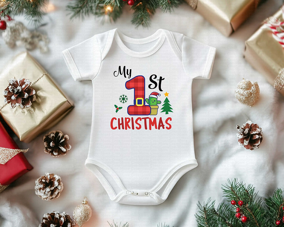 Thumbnail: My First Christmas #4 Boys Or Girls Cactus In Santa Hat Bodysuit